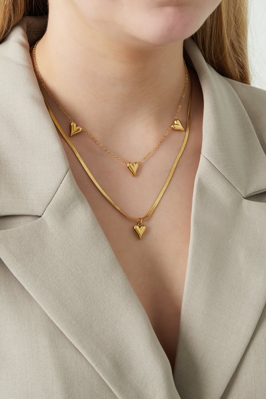 Collana cuore a cuore - Colore oro Immagine2